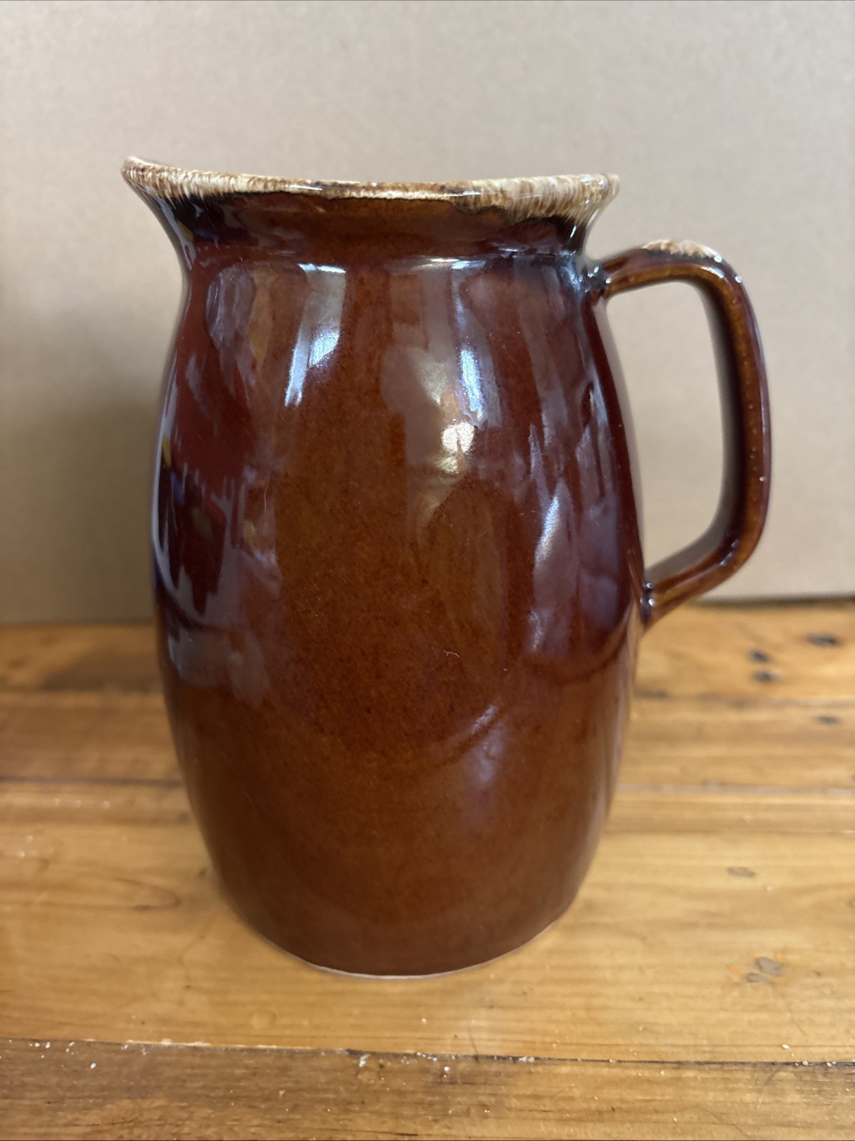 Hull Oven Proof Pitcher U.S.A. - Brown Drip Ceramic - 6-3/4" Tall
