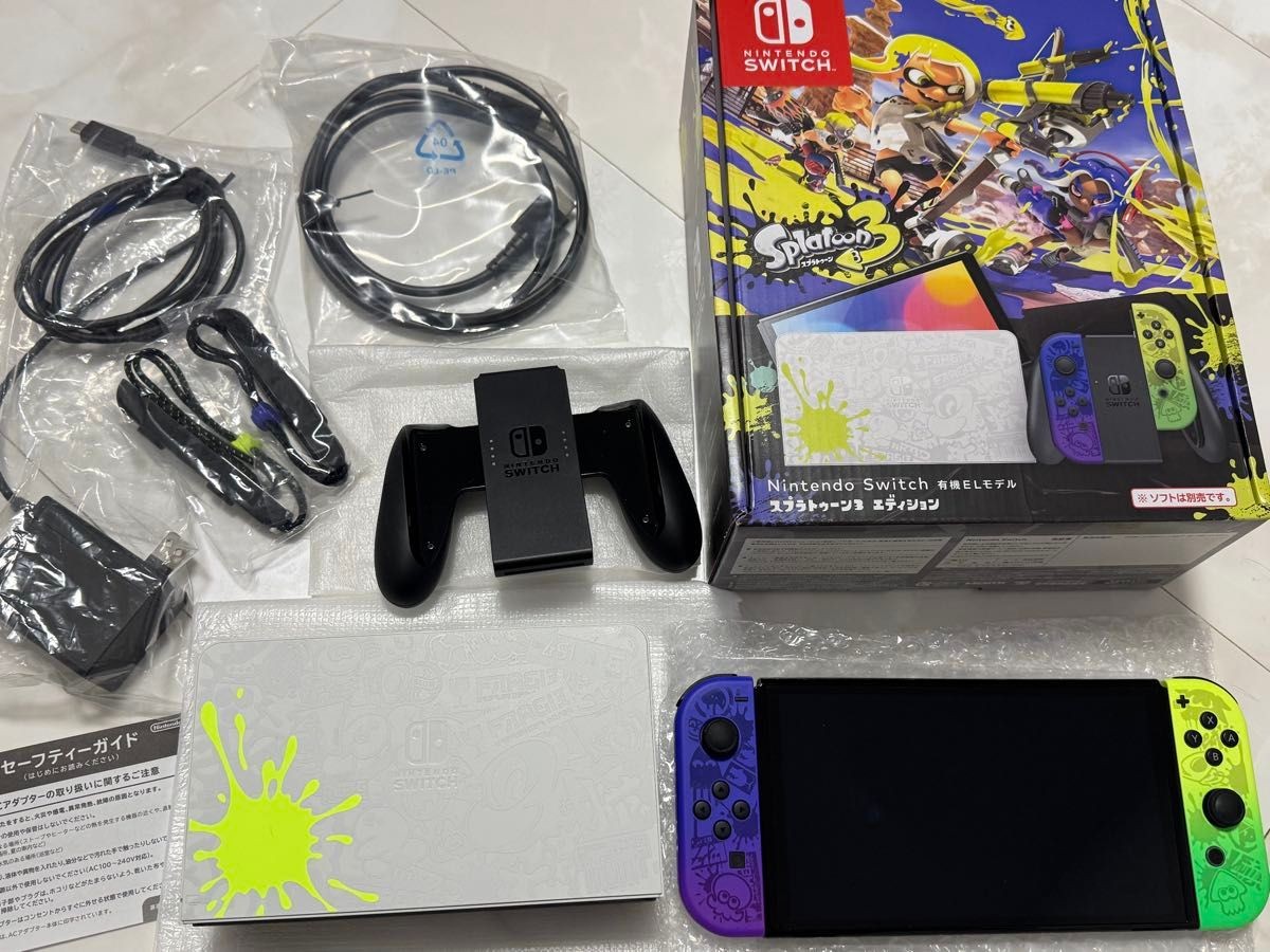 Nintendo Switch Splatoon 3 Edition OLED Console 64GB w/Charger Tested