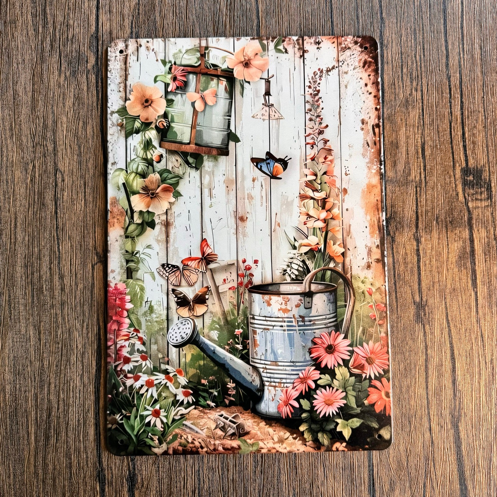 Wall Hanging Sign Metal Sign Flowers Butterflies Daisy Gift NEW FAST SHIP