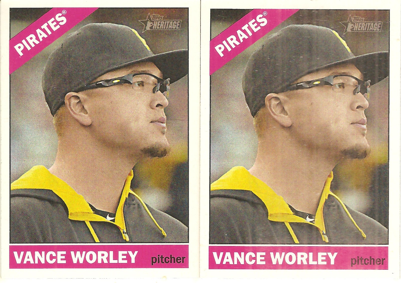 2 CARD 2015 TOPPS HERITAGE VANCE WORLEY BASEBALL CARD LOT