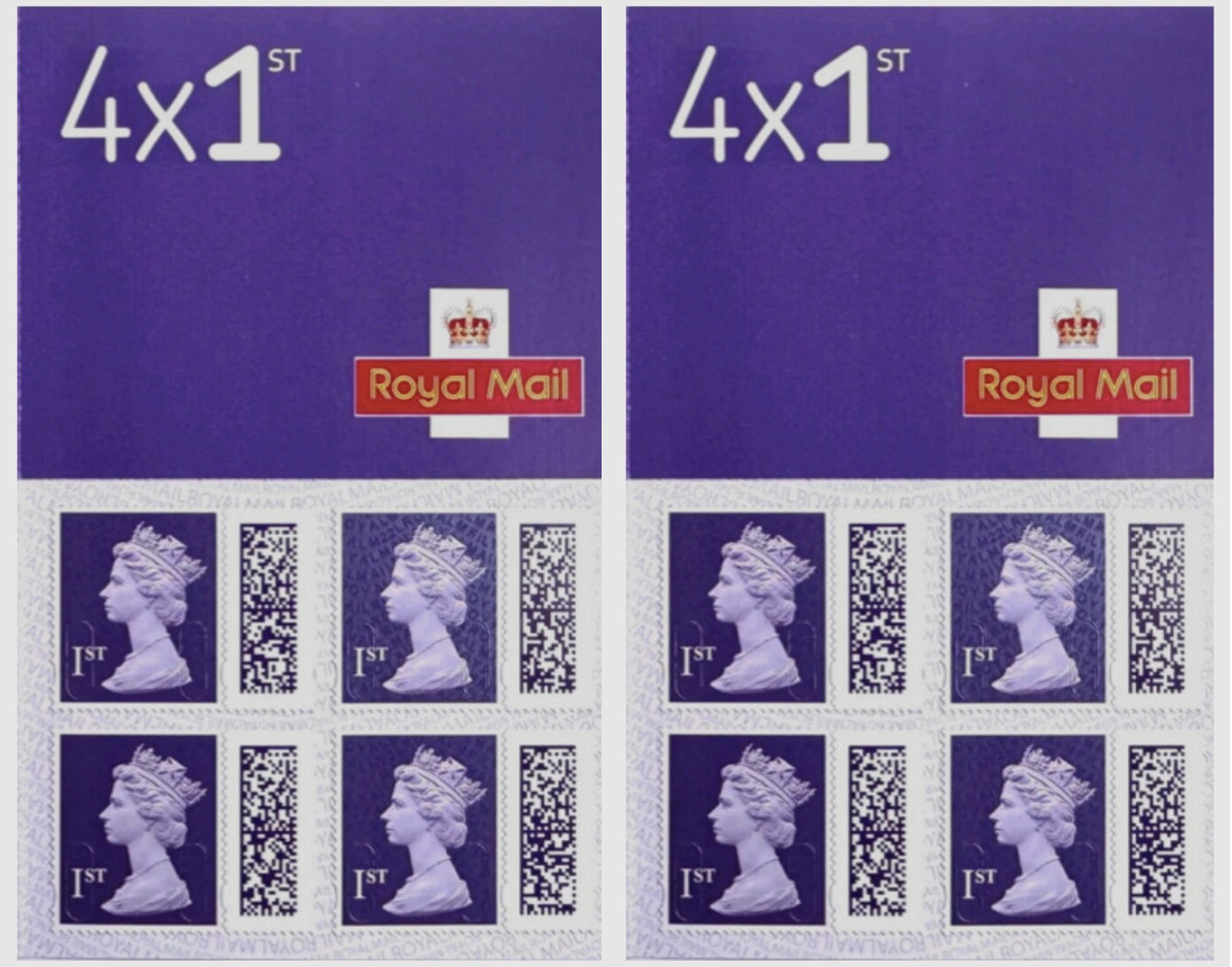 x8 Royal Mail 1st Class UK Postage Stamps - Book of 4 (x2) 8 STAMPS TOTAL