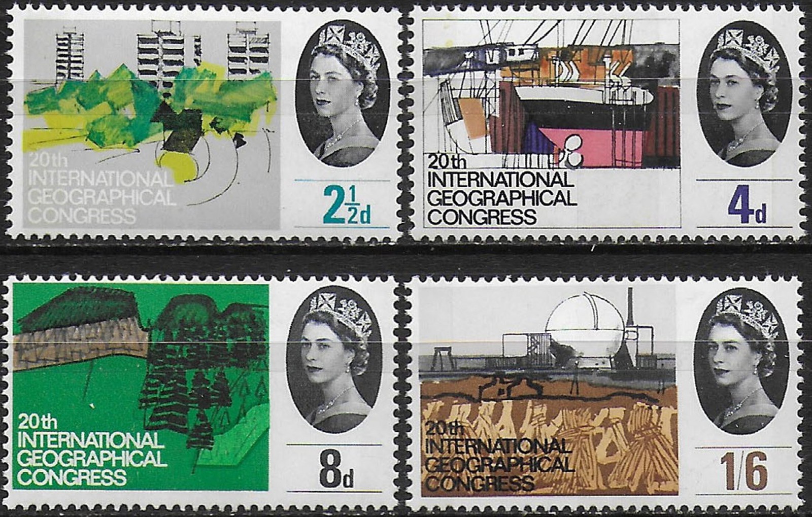 1964 Great Britain Geographical Congress 4v. MNH SG n. 651p/54p
