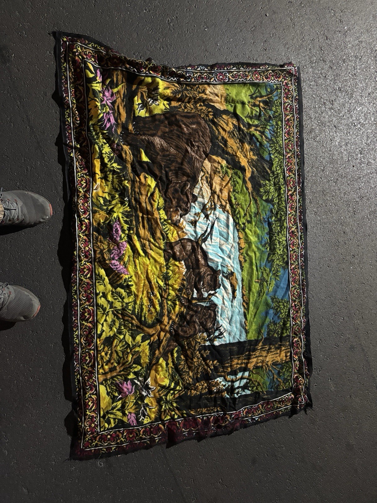 Vintage Lebanese Tapestry Beautiful Bear Wall Hanging Art