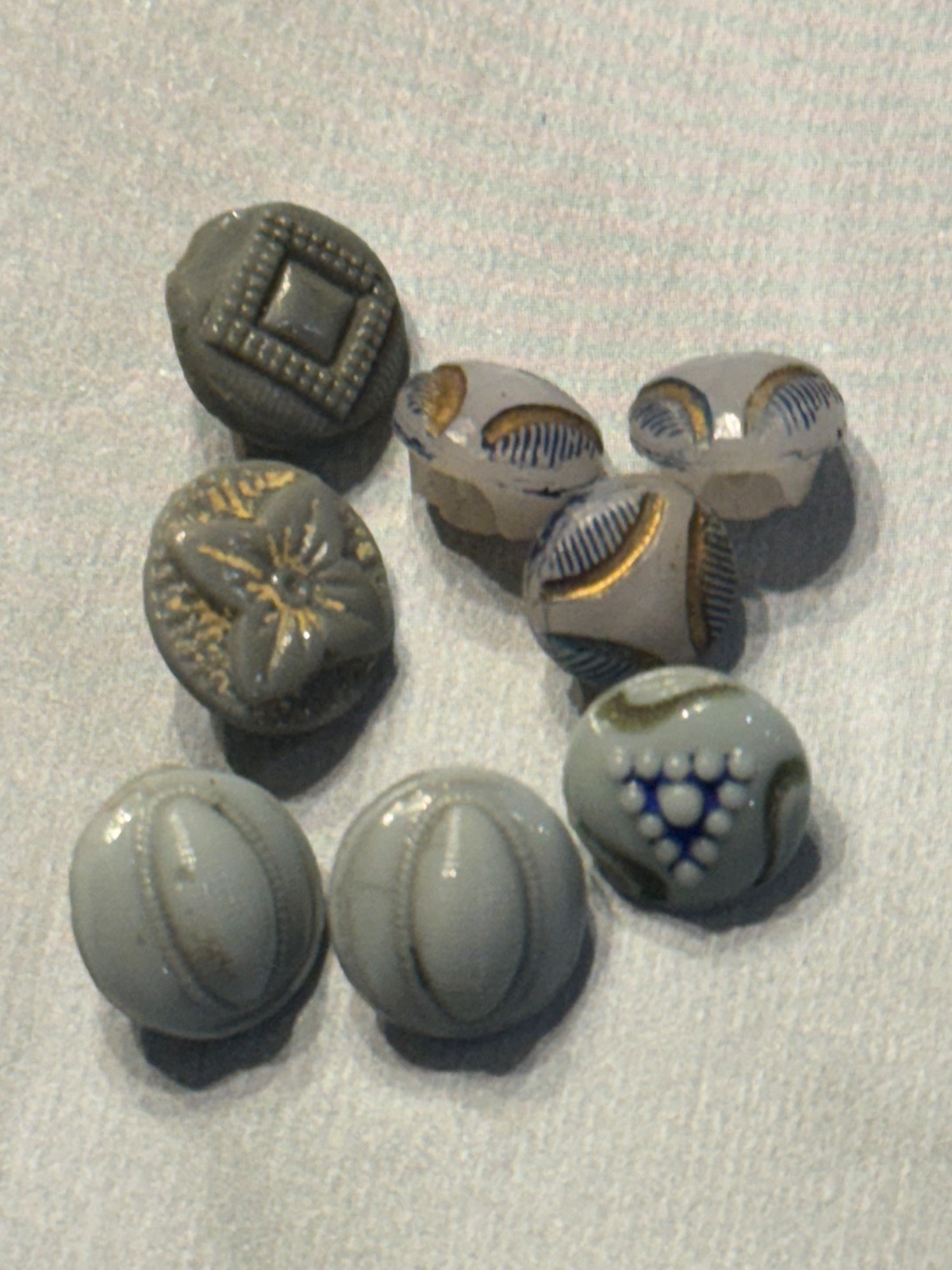 Antique Art Deco Glass Dimitive Button Lot of 8