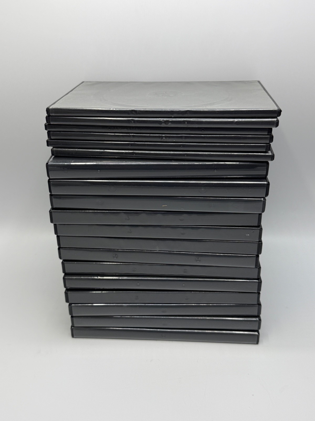 Lot of 19 Used Empty DVD Cases, Black, Each Holds 1 Disc