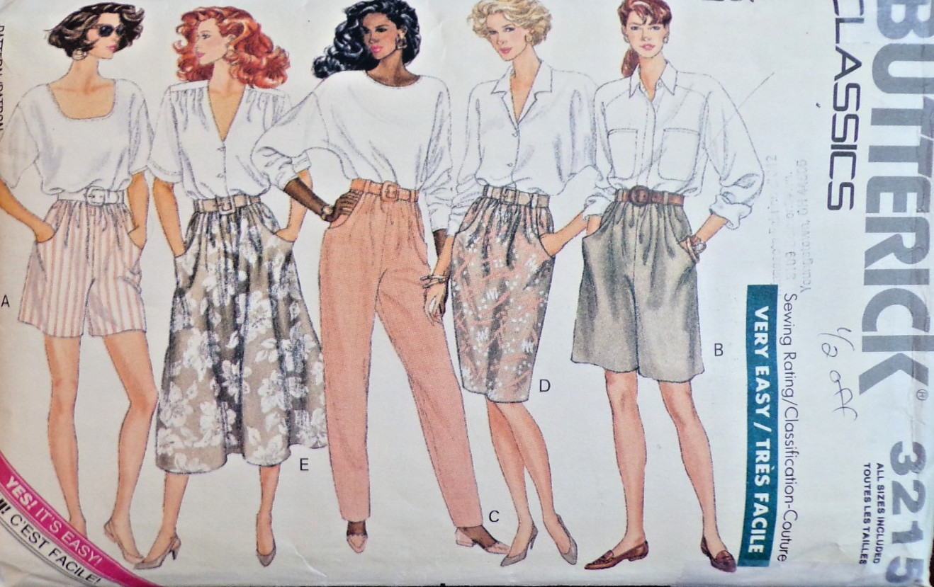 Butterick Sewing Pattern 3215 Misses Shorts Pants and Skirt Sizes XS-XL VTG CUT