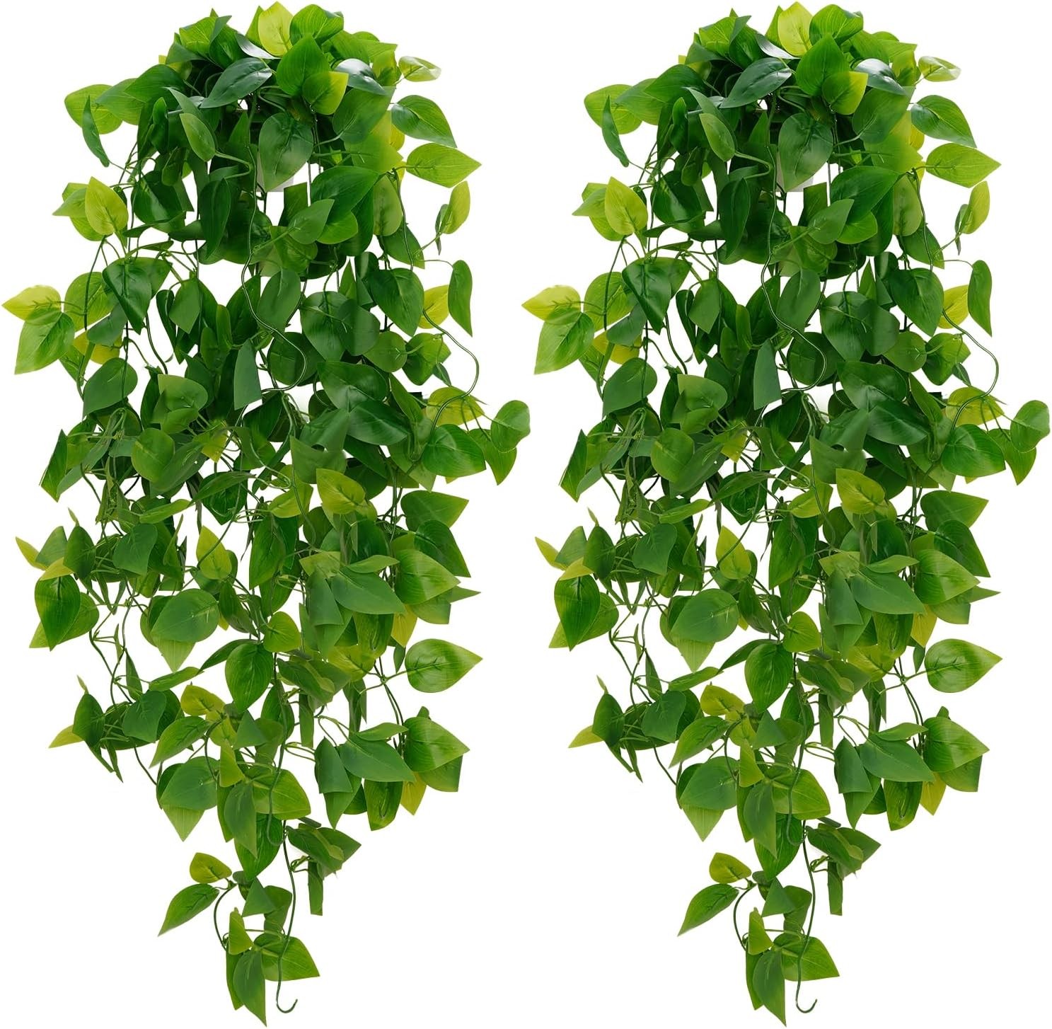 BLEUM CADE Fake Hanging Plants, 2pcs Artificial Hanging Plant, Faux Pothos Vines