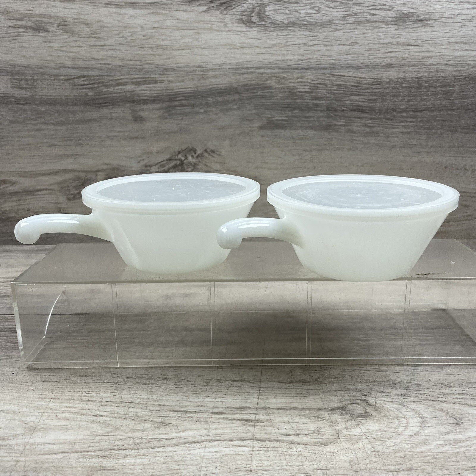 2 Vintage Anchor Hocking 240 White Milk Glass Soup Bowl Oven Proof Made In USA