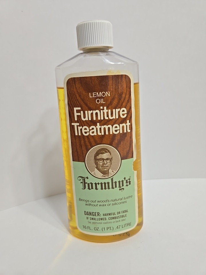 Vintage 1980 Formby’s Lemon Oil Treatment Wood Furniture 16 oz 1 pint 90% Full