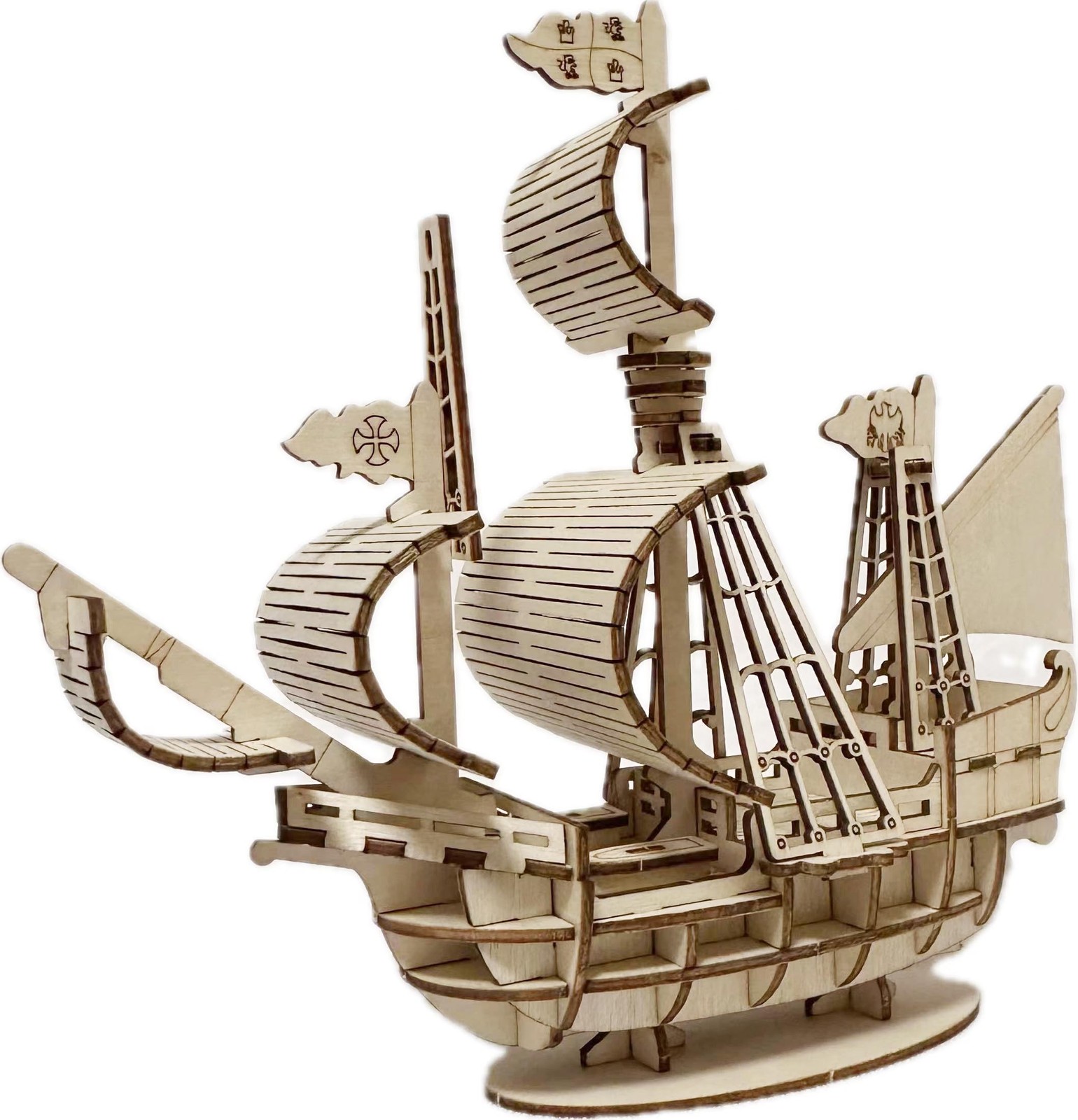 3D Wooden Sailboat Puzzle Kit for Adults  No Glue, Brain Teaser, Tabletop Decor