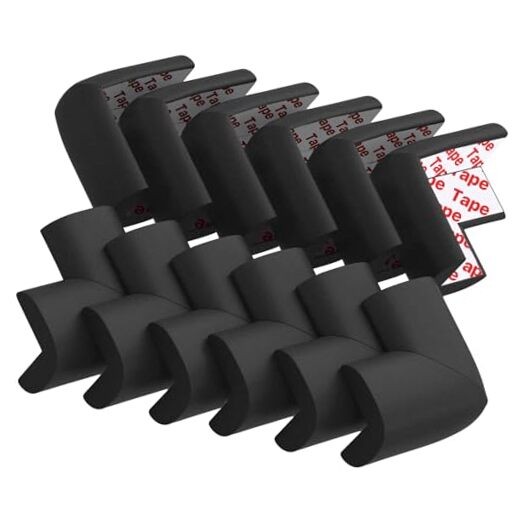 12 Pack Soft Corner Protector Baby Proofing Edge and Corner Guards, Black