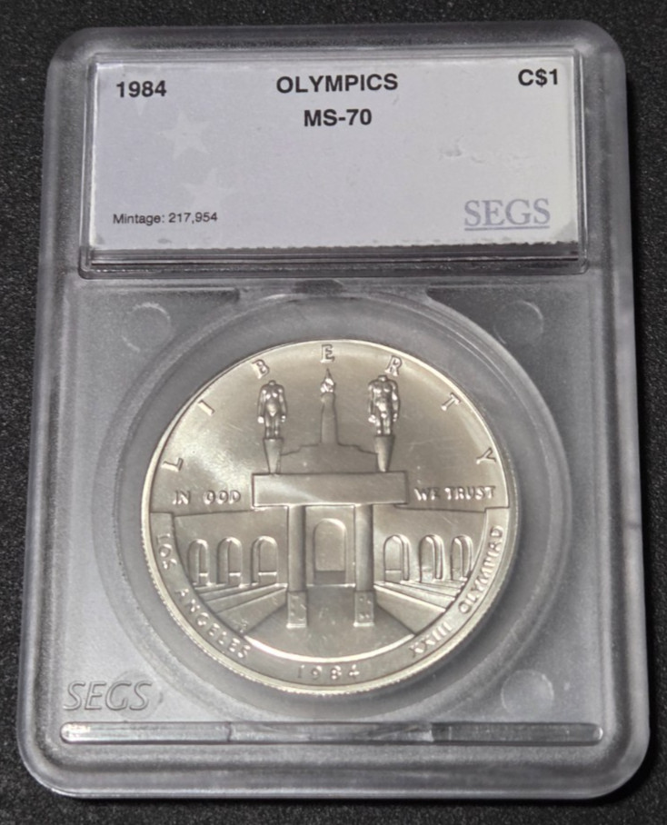 1984 P US Olympic Commemorative Dollar SEGS MS70
