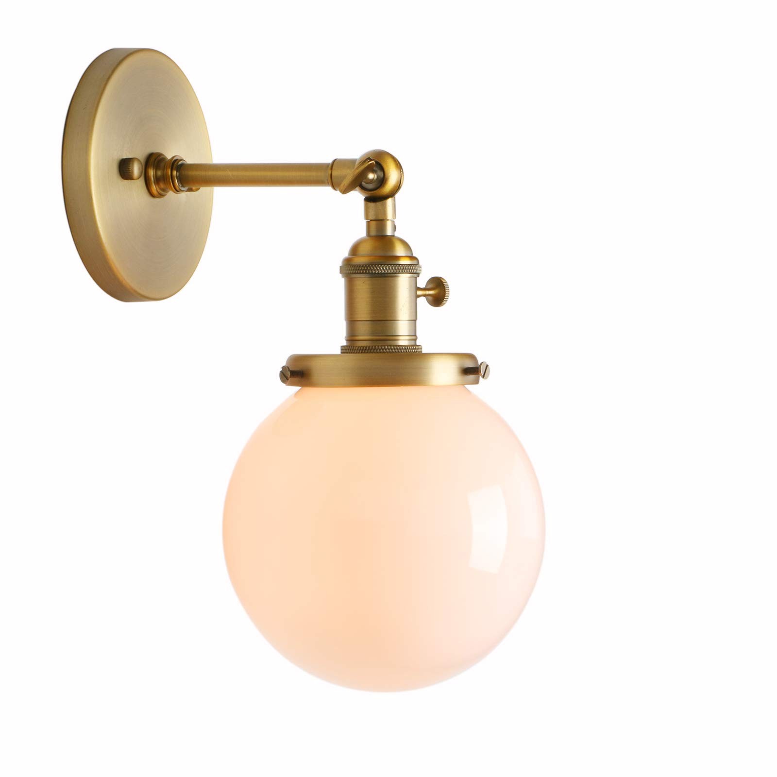 PERMO Vintage Wall Sconce Lighting Fixture with 5.9" Round Globe Milk White G...