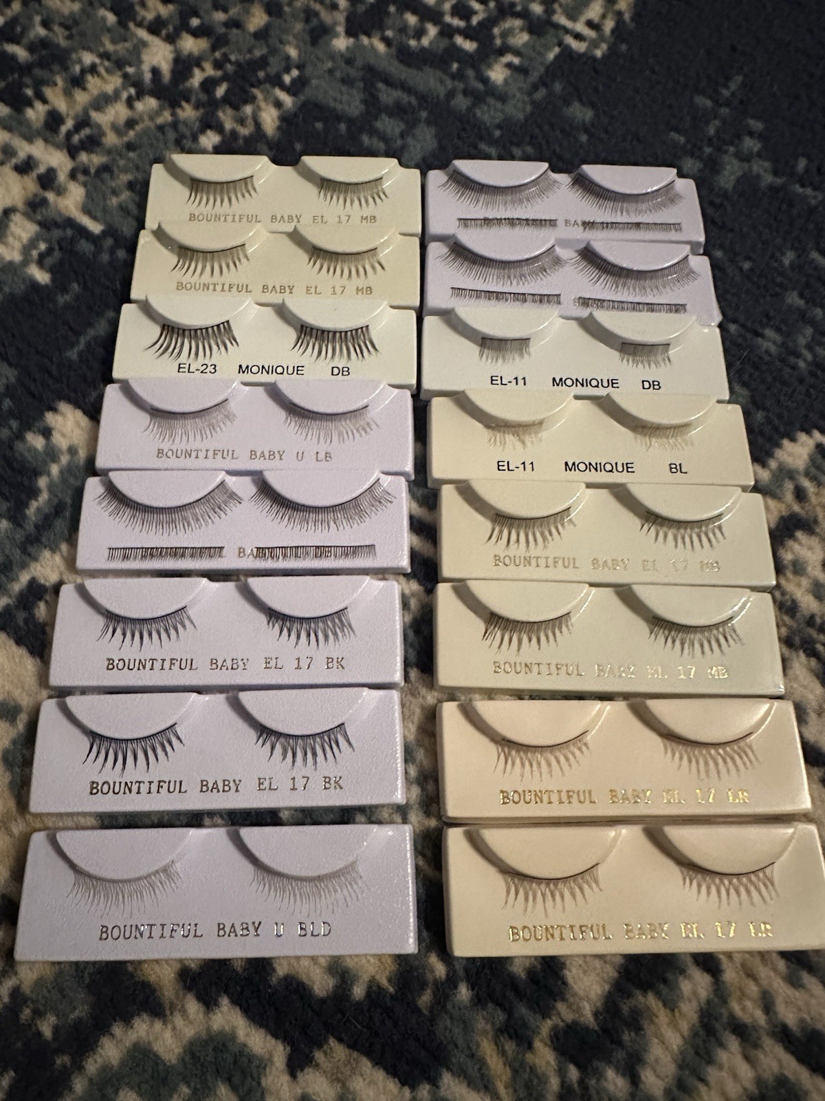 BULK LOT OF 16 PAIRS OF DOLL EYELASHES, VARIOUS SIZES & COLORS #9