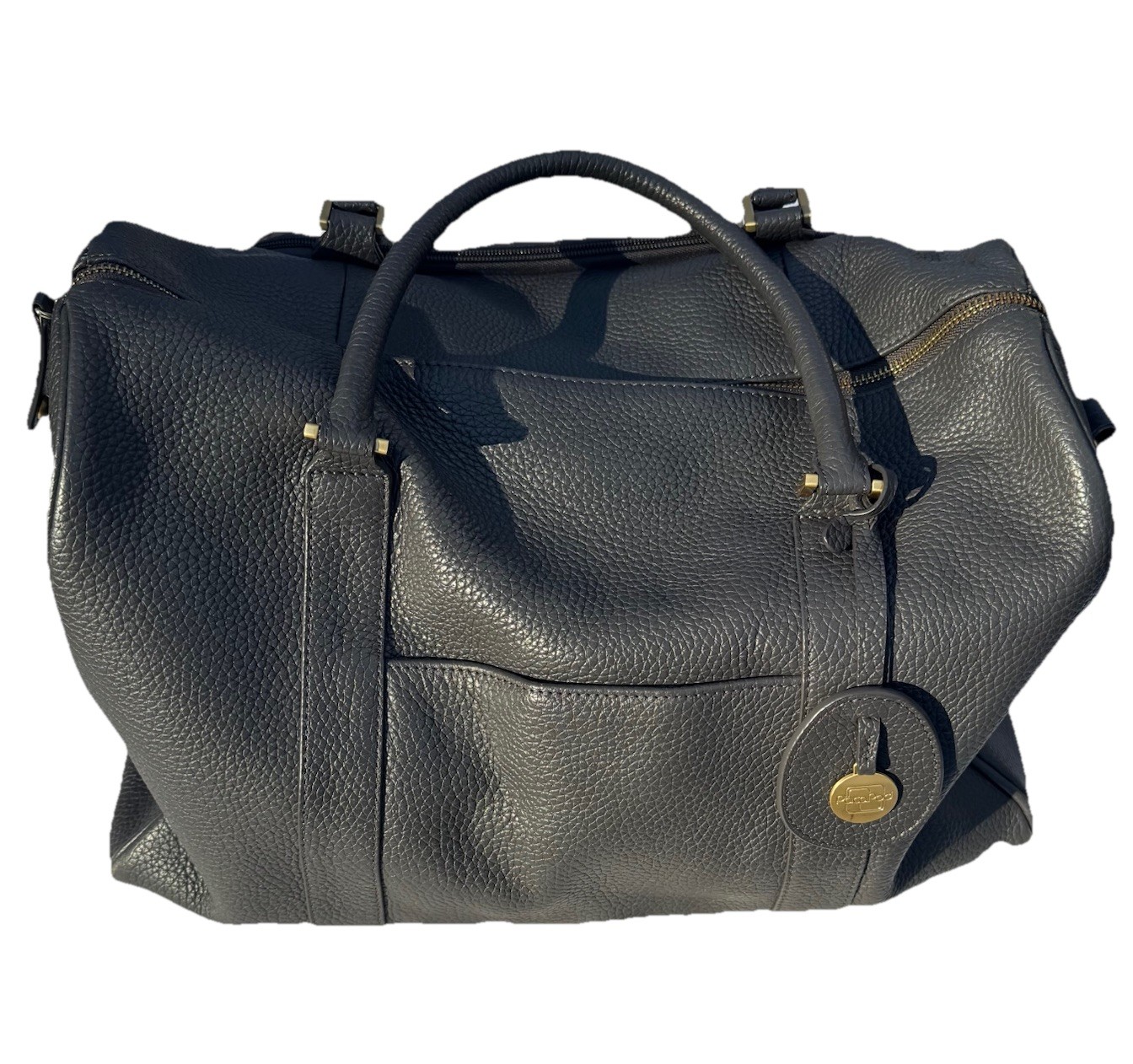 Pacapod Baby Diaper Bag black leather shoulder/crossbody straps gold hardware