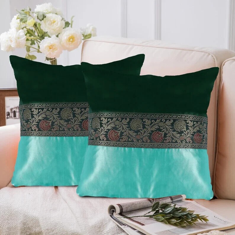 Soft pillow Case Set of 2 silk covers Throw sofa Home decor cushion case 16x16