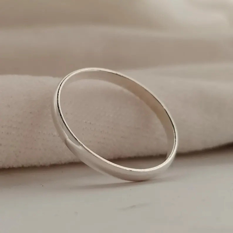 Sterling Silver Stacking Ring - 3mm Half Round, Minimalist Band