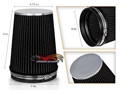 BLACK 6" 152 mm Inlet Truck Cold Air Intake Cone Replacement Performance 