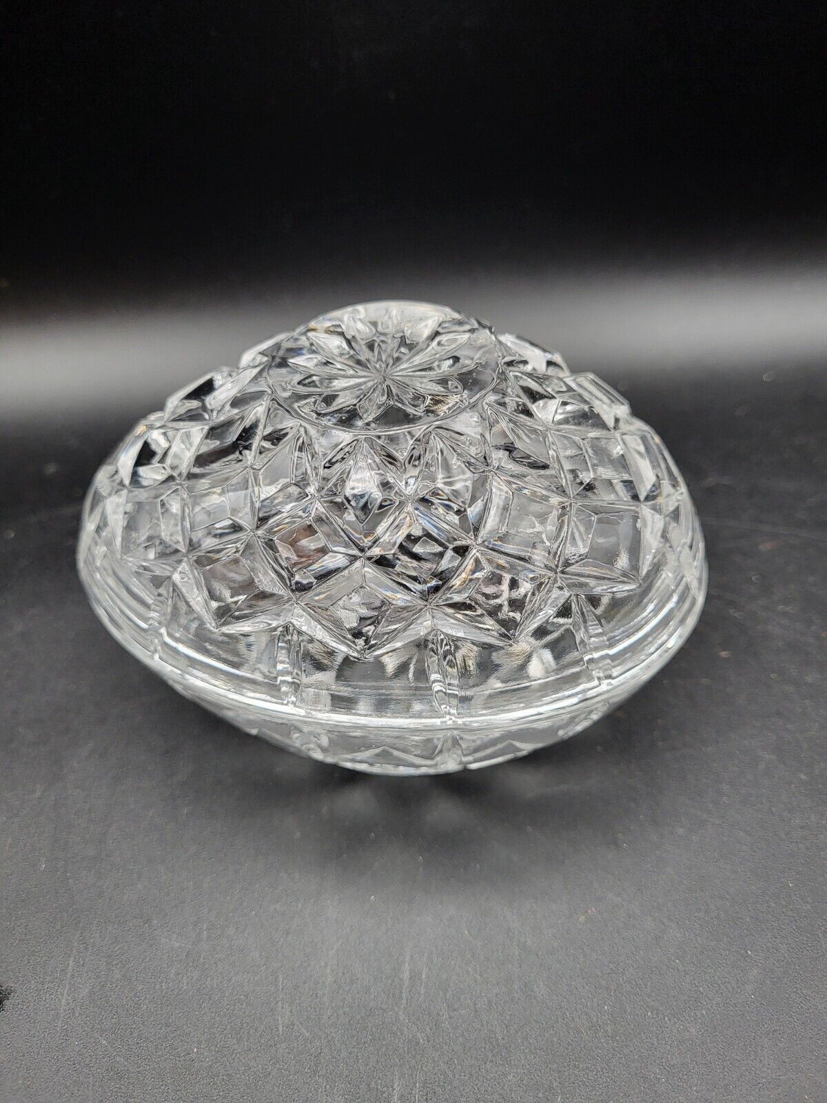 Clear Glass Egg Candy Dish With Lid  4 1/2 x 3"  EASTER