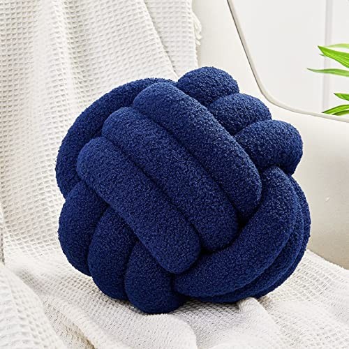  Knot Pillow Ball, Soft Home Decorative Pillows, Round Large (Pack of 1) Navy