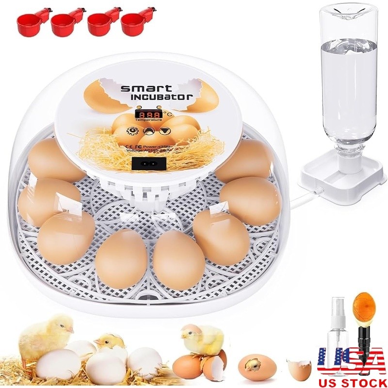 12 Egg Incubator Automatic Turner LED Display Humidity Control Hatching Tool New