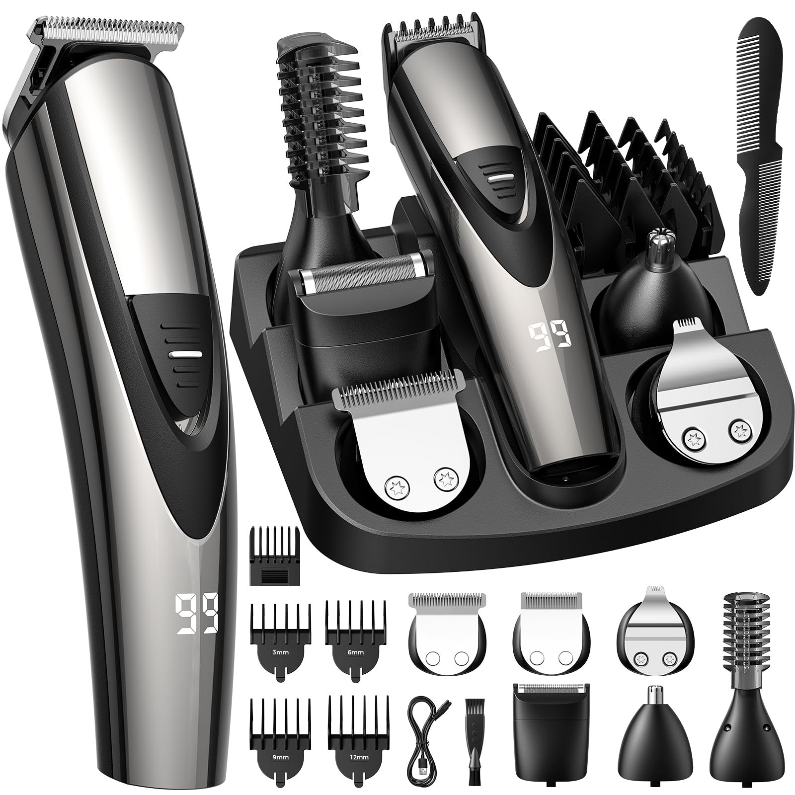 SHPAVVER Beard Trimmer for Men Professional Barber Hair Clippers  12in1 Cordl...
