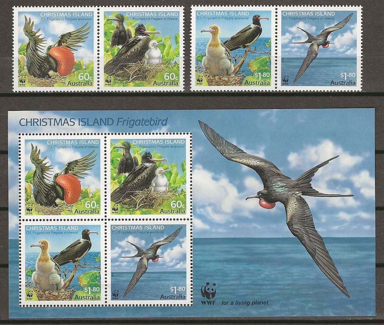 CHRISTMAS ISLAND 2010 WWF SG 676/679 + MS 680 MNH