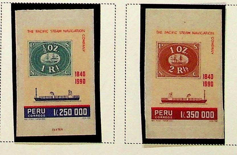 PERU Sc 1001-2 NH ISSUE OF 1990 - STAMPS-ON-STAMPS - (RM26)