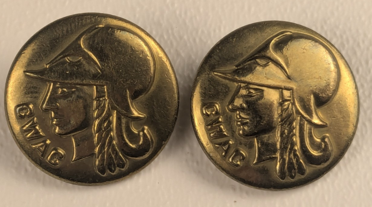 Lot of 2 Original Canadian Women's Army Corps Uniform Buttons  - M2C