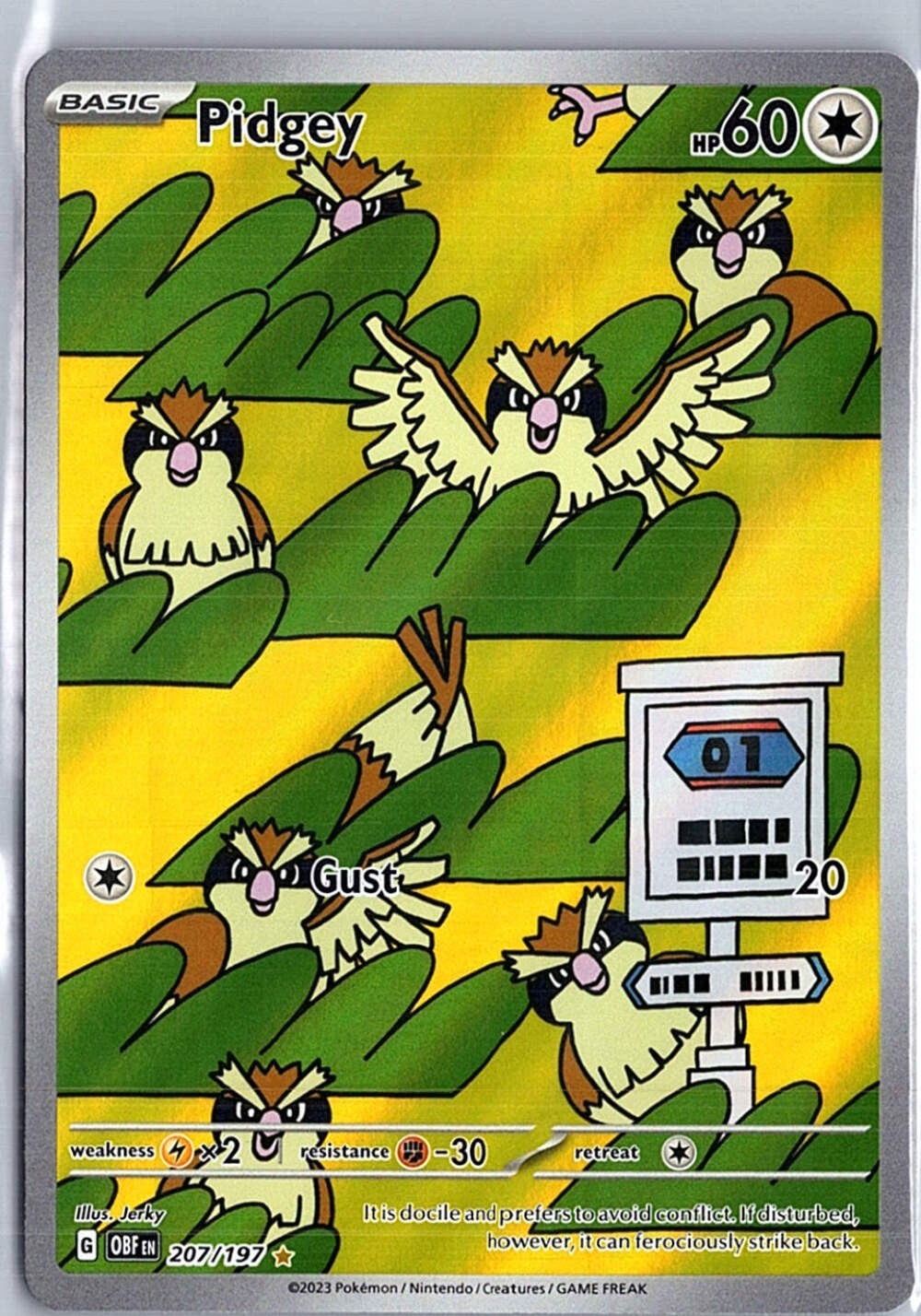 Pidgey - Illustration Rare SV03: Obsidian Flames 207/197 NM