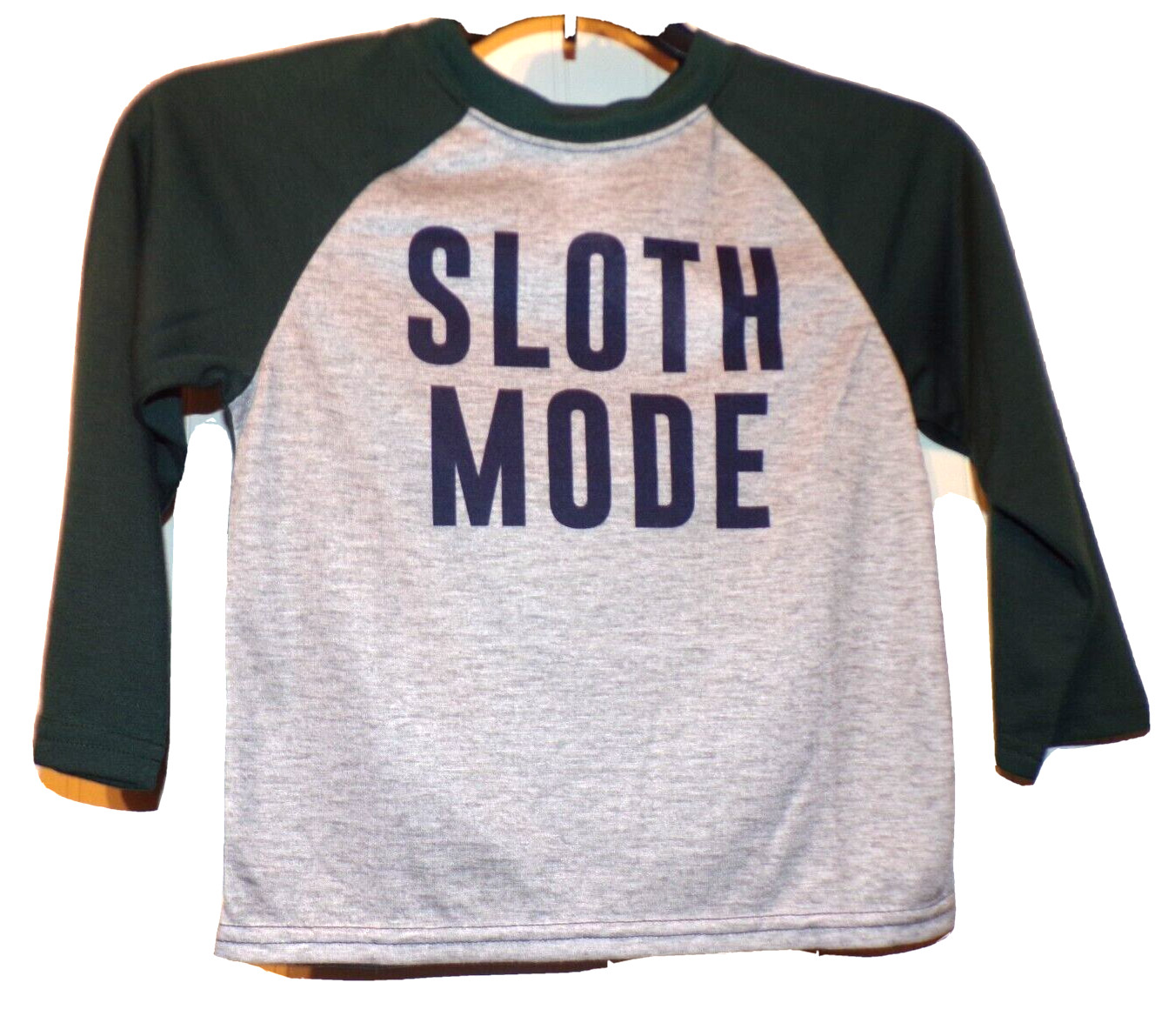 Childs Place 5/6 Boys flame resist green, gray Lg Sleeve sloth mode sleep Tee LB