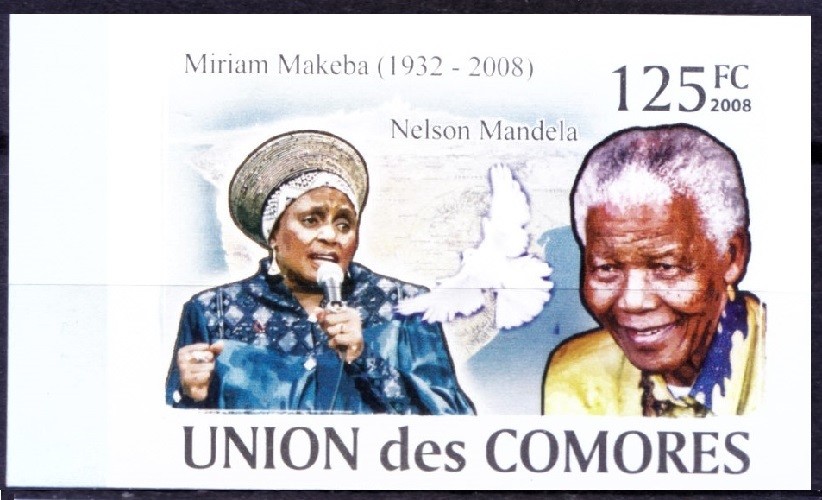 Comoros 2008 MNH Imperf, Mandela Nobel  Peace 1993, Miriam Makeba, Dove   [B61]