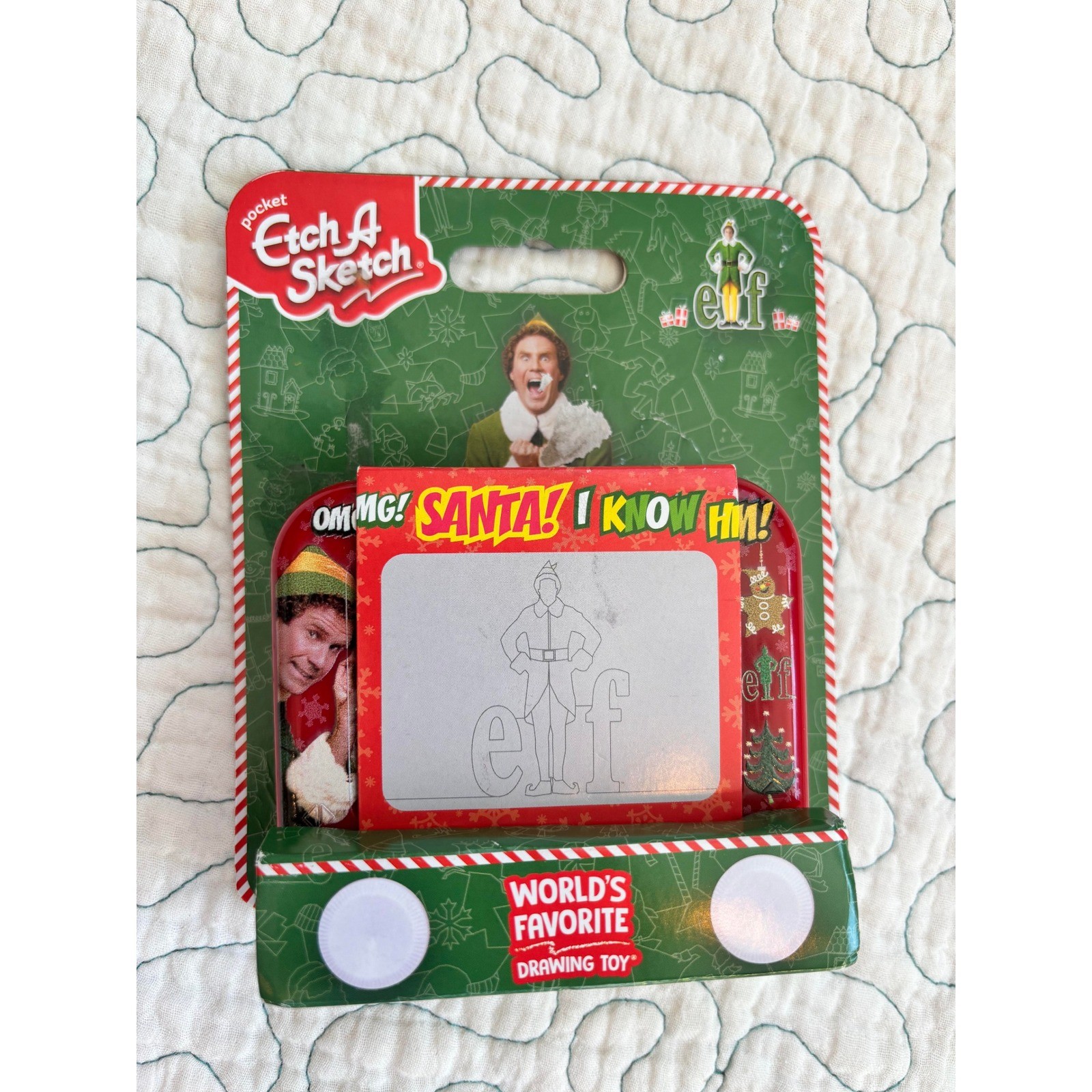 Pocket Etch A Sketch Elf Movie Edition Buddy the Elf Christmas Drawing Toy Red