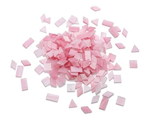  200 Pieces Glass Mosaic Tiles for Crafts,4 Shapes Mixed Colorful Dark Pink