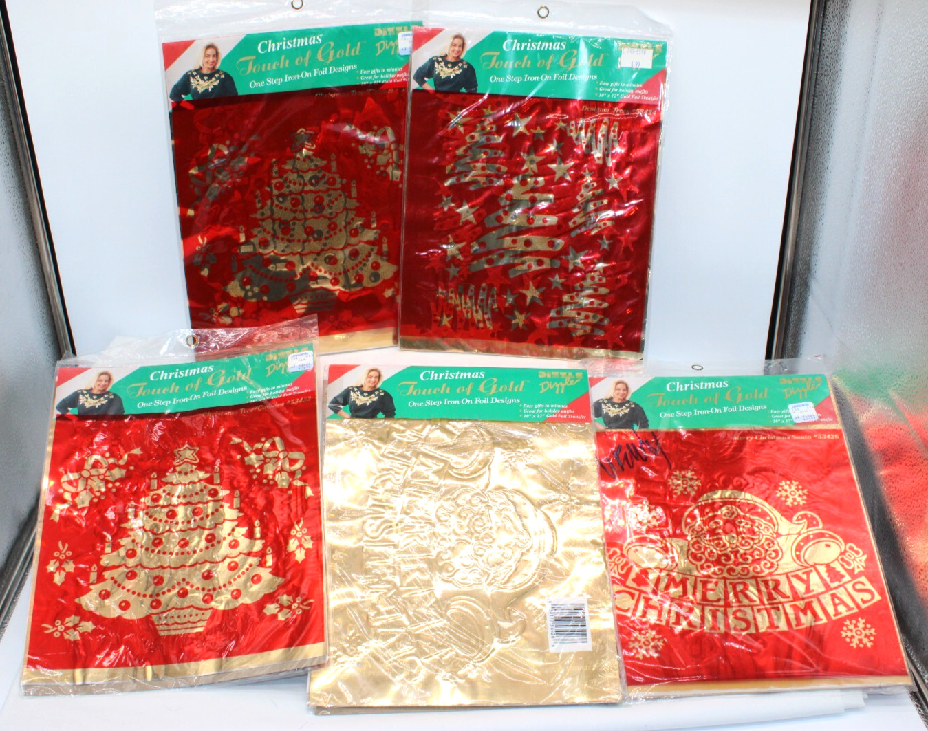 VTG Christmas Touch of Gold Iron On Foil Transfers Dizzle 1993 NEW Lot of 5