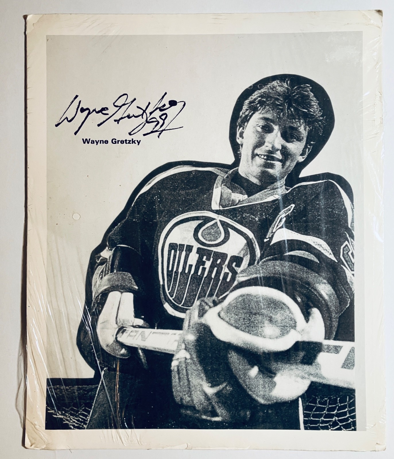 Wayne Gretzky Oilers B&W Auto Photo Reprint w/ Marvin Hecht 1991 COA Affidavit