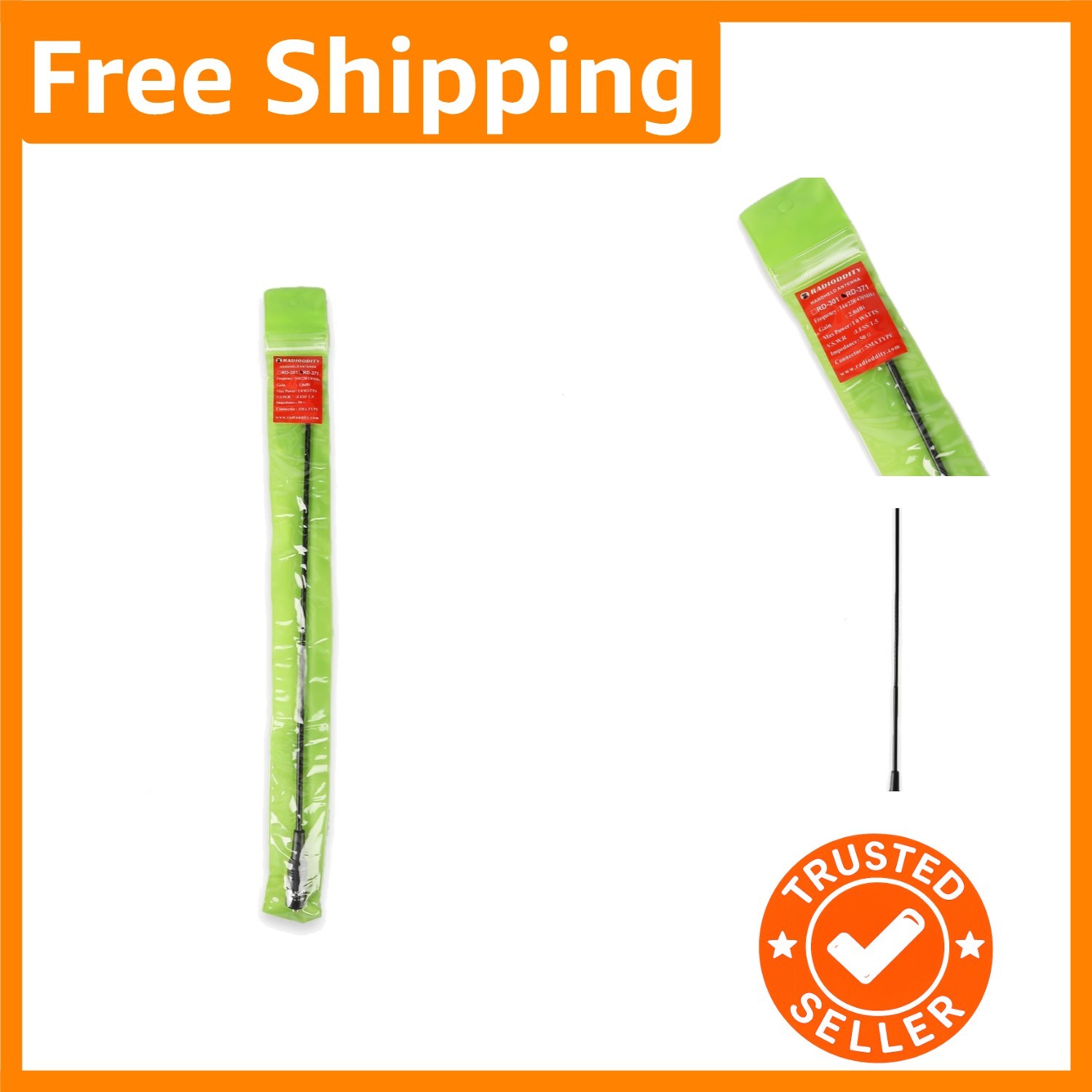 15.5" RD-371 SMA Female Antenna - Improved Reception for Two-Way Radios