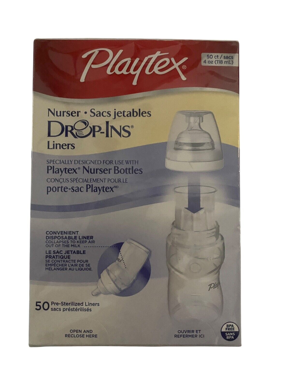 Playtex Nurser Bottle Drop-Ins Liners 50 4 fl oz
