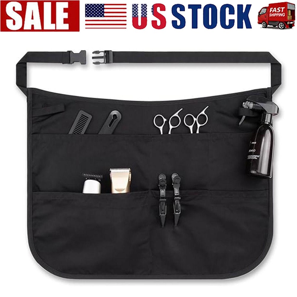 1/2*Multi-USE Waterproof Hair Stylist Apron w/ 5 Pockets Salons Half Waist Apron
