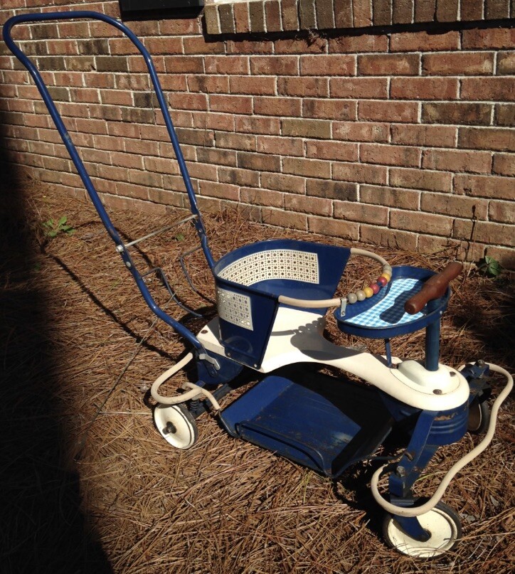Rare Taylor Tot Antique Vintage Stroller and Walker Fender Blue- Good condition