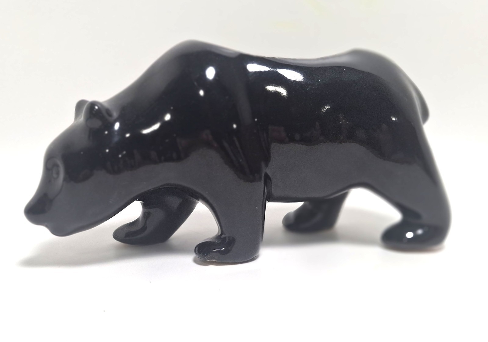 Vintage Art Pottery Ceramic Black Bear Planter Succulent Cactus 6x3"