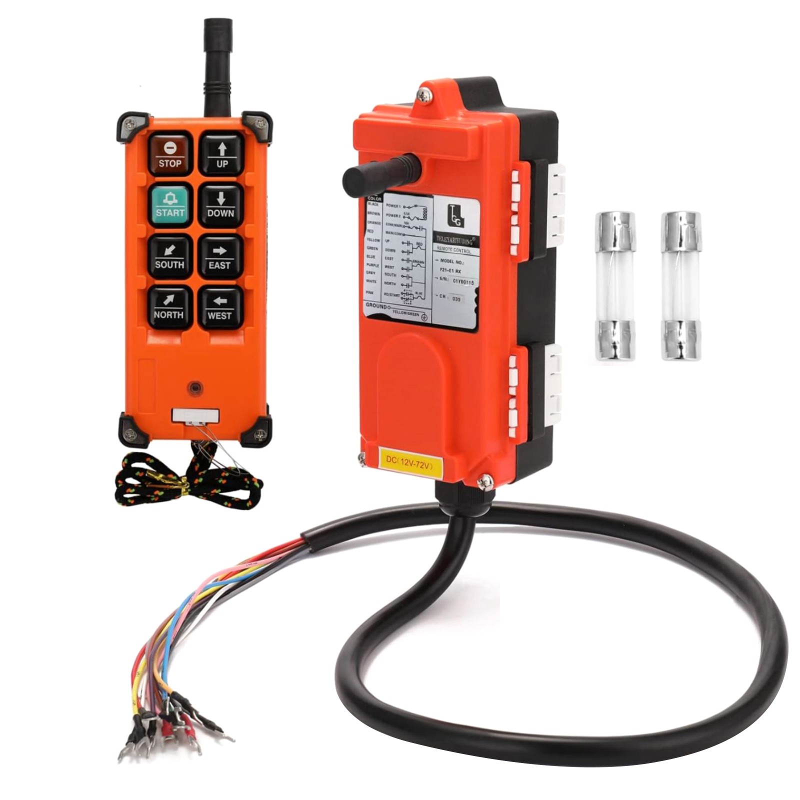 100M Transmitter+Receiver 12-72V Wireless  Remote Control For Hoist Crane