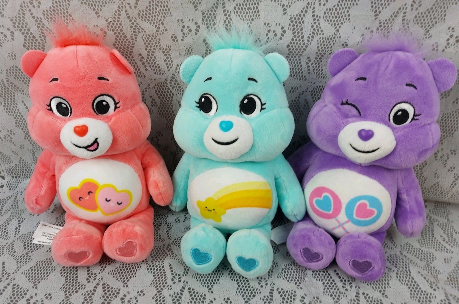 Care Bears Wish Share Love Basic Fun Teddy Bear 10" Plush Stuffed 2021 Lot Of 3