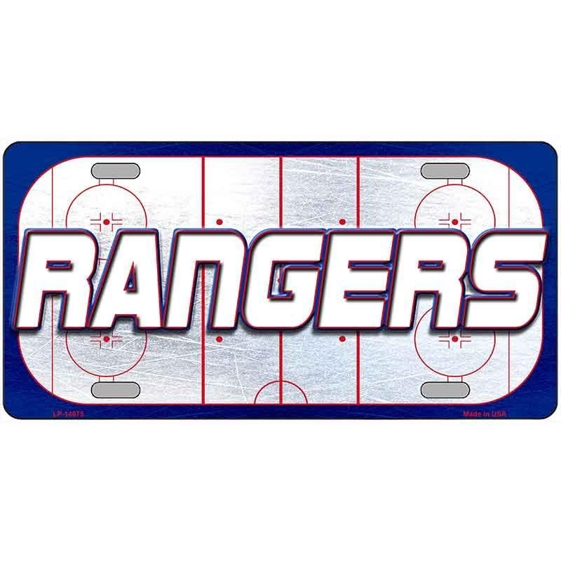 Rangers Hockey Rink Graphic Metal Sign