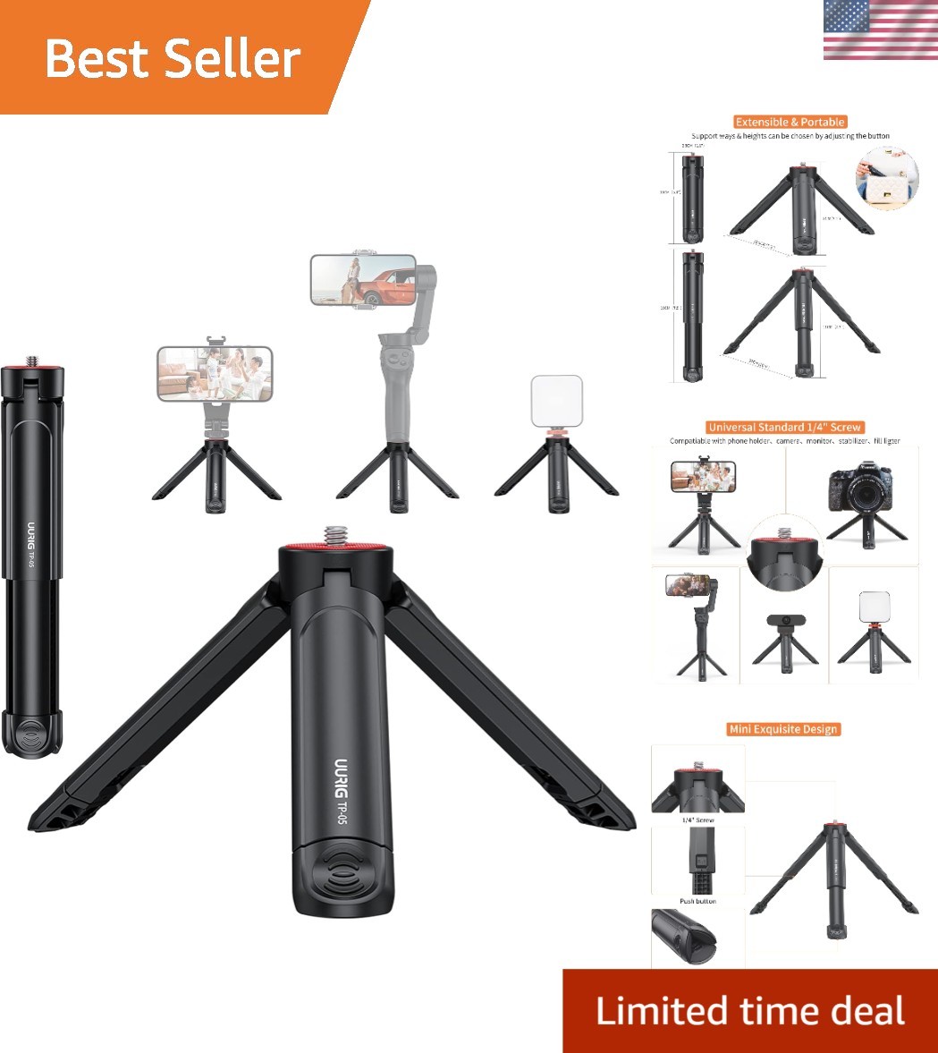 UURIG TP05 Extendable Mini Tripod - Compact DSLR & Webcam Camera Stabilizer