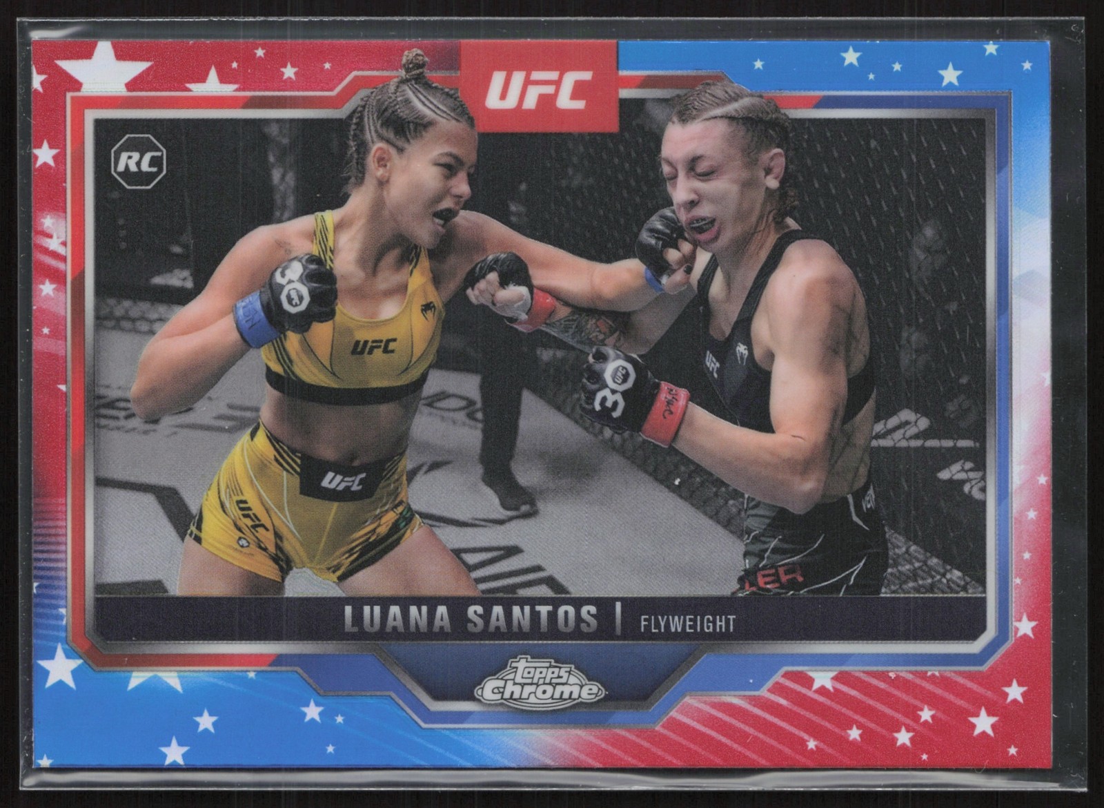 2025 Topps UFC Chrome Luana Santos Red & Blue Refractor #103 RC