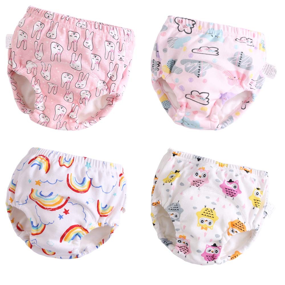 U0U Toddler Potty Training Pants 4 Pack,Cotton Underwear 3T, Pink 