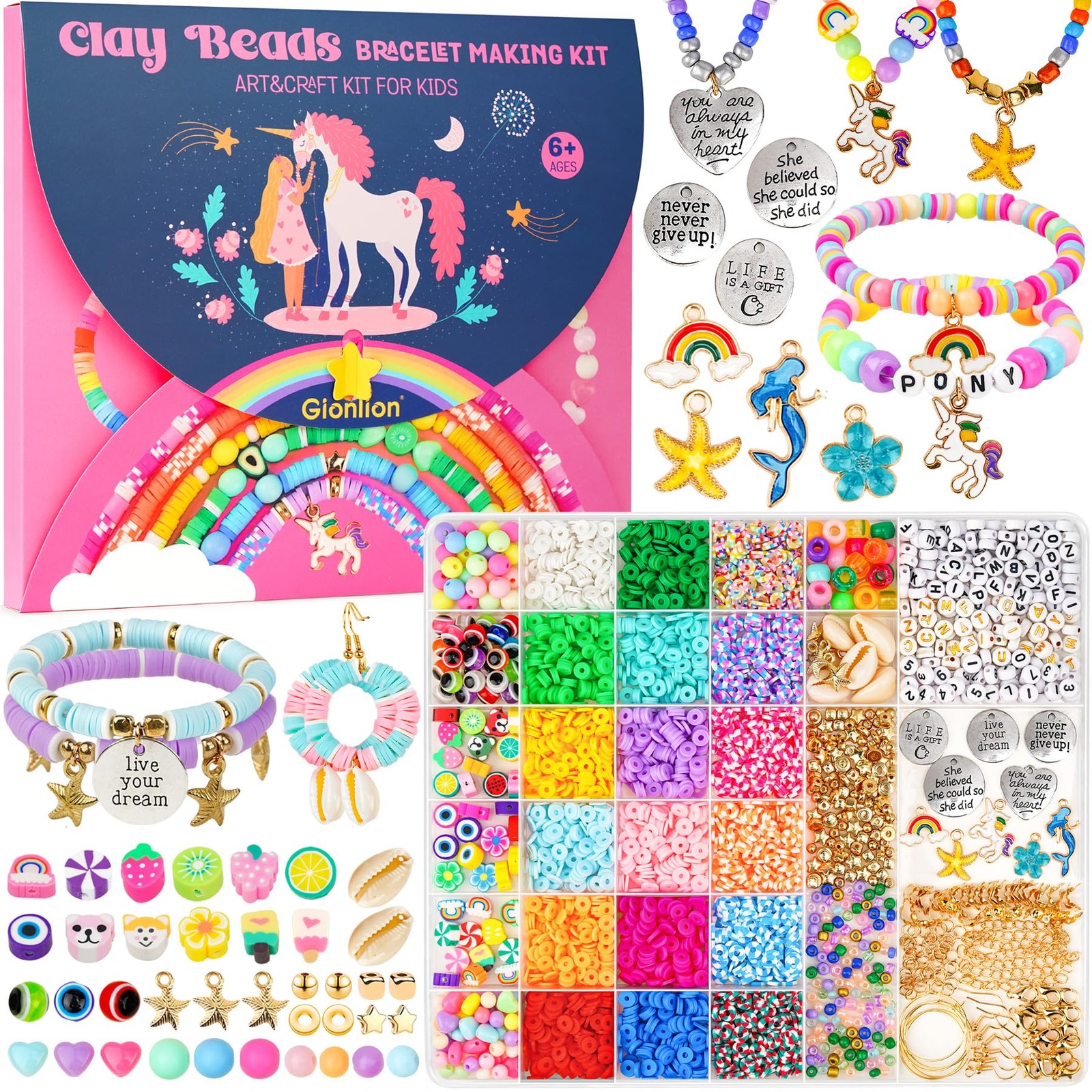 Jewelry Bracelet Making Kit for Girls 812, 198pc Letter Beads Unicorn/Mermaid
