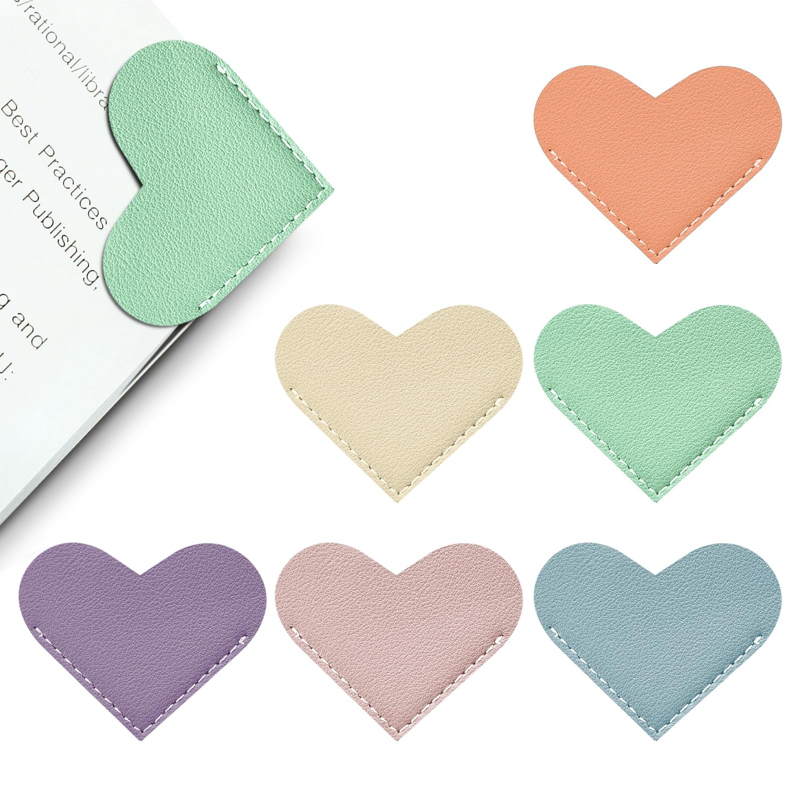 Leather Heart Bookmarks - 6 Pieces Cute Corner Page Book Marks for Teachers S...