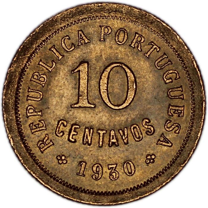 PORTUGAL coin 10 Centavos 1930 Key date XF+ Choice Extremely Fine